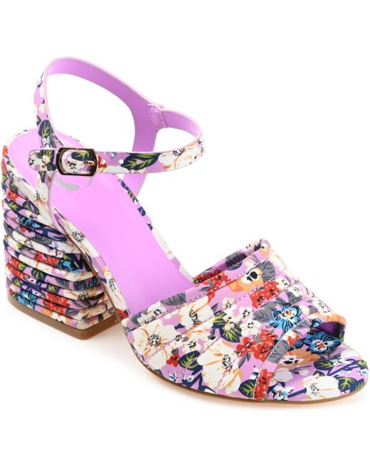 Journee Collection Charmaine Block-heel Dress Sandals in Purple | Lyst