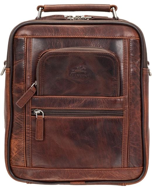 Mancini Brown Buffalo Double Compartment Bag for men