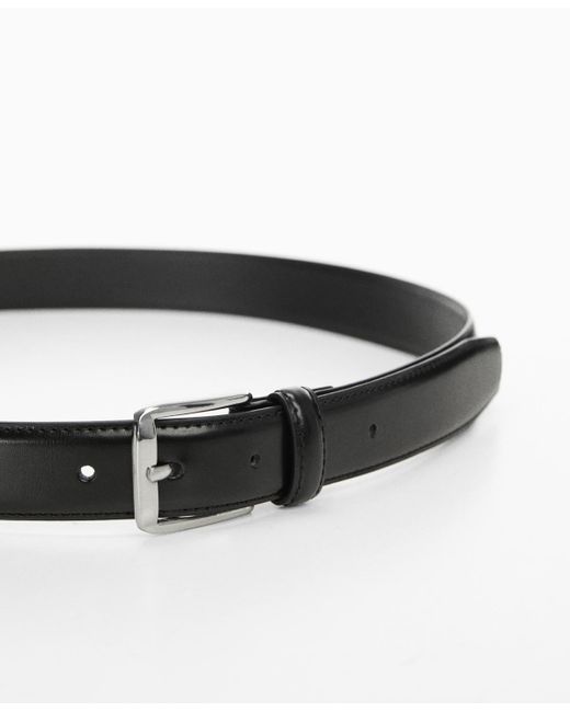 Mango Black Leather Belt for men
