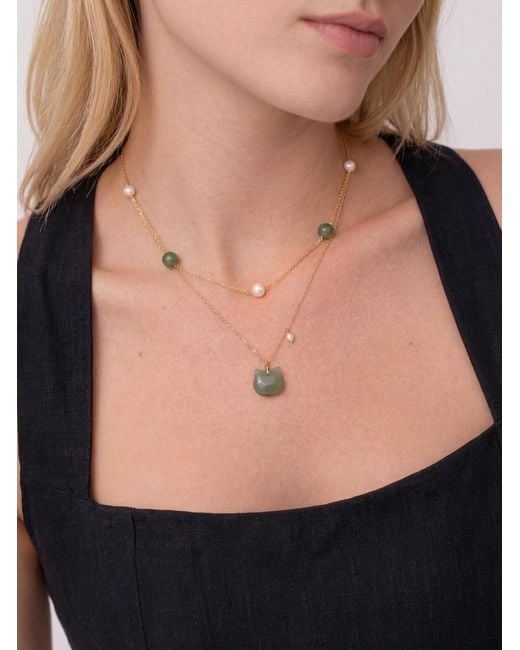 seree Metallic Choupette — Cat Jade Pendant Necklace