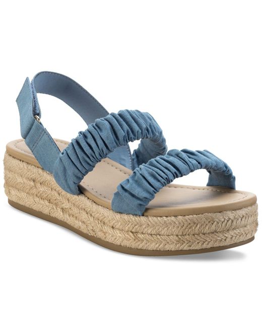 Sun & Stone Dovee Wedge Sandals, Created For Macy's in Denim (Blue