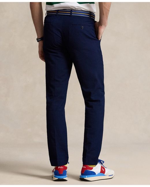 Polo Ralph Lauren Blue Cuffed Seersucker Pants for men