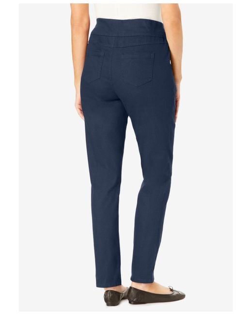 Woman Within Blue Within Flex-fit Pull-on Straight-leg Denim Jean