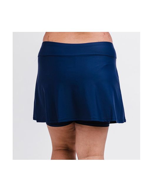 Calypsa Blue Plus Size Short Swim Skort
