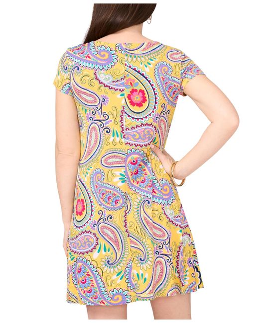 Msk Multicolor Petite Paisley-print O-ring Shift Dress