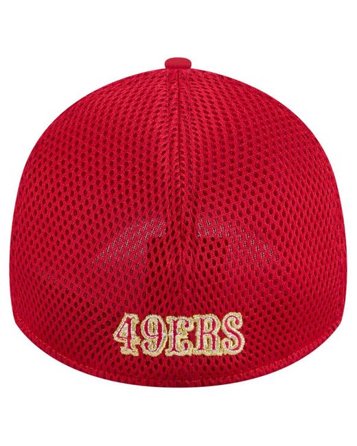 KTZ Red San Francisco 49ers Game Day Linear 39thirty Flex Hat for men
