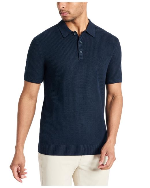 Kenneth Cole Blue Lightweight Knit Polo for men