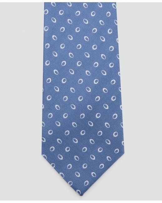 Mango Blue Printed Silk Tie for men