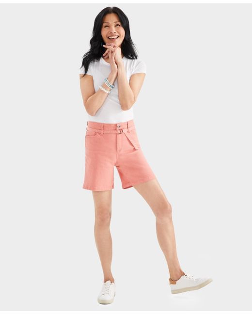 Style & Co. Pink Belted High Rise Denim Short