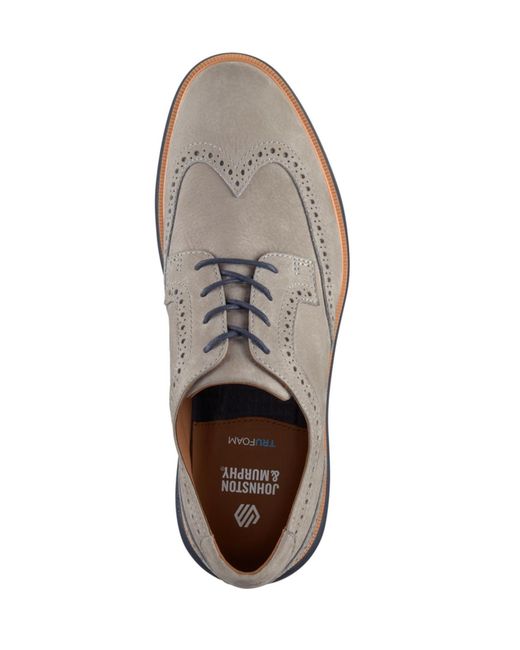Johnston & Murphy White Larkin Wingtip Round Toe Shoes for men