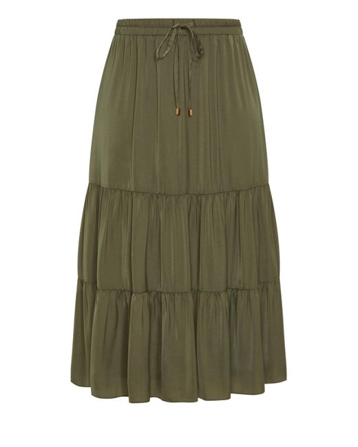 City Chic Green Plus Size Summer Tier Skirt