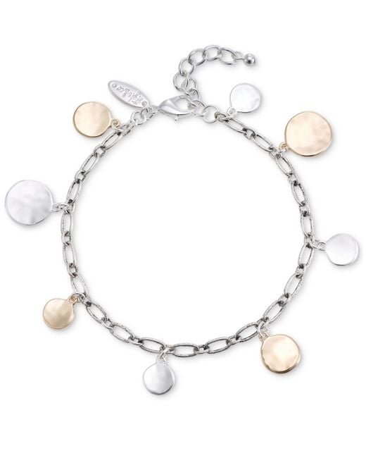 Style & Co. Metallic Two-tone Hammered Disc Anklet