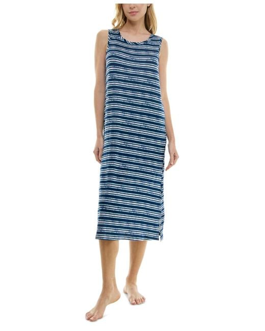 Roudelain Blue Printed Sleeveless Nightgown