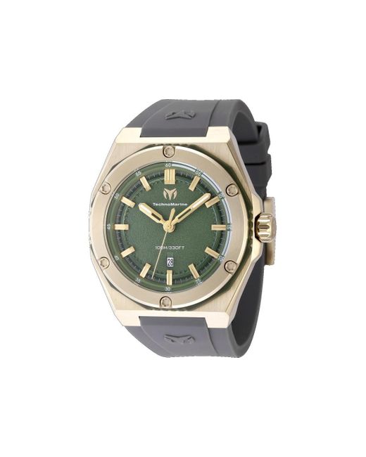 TechnoMarine Gray Tm-416092 Coral Quartz Olive Green Dial Watch for men