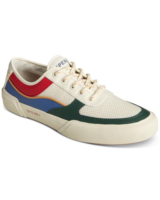 Sperry Top-Sider White Seacycled Soletide Colorblocked Lace-up Sneakers for men
