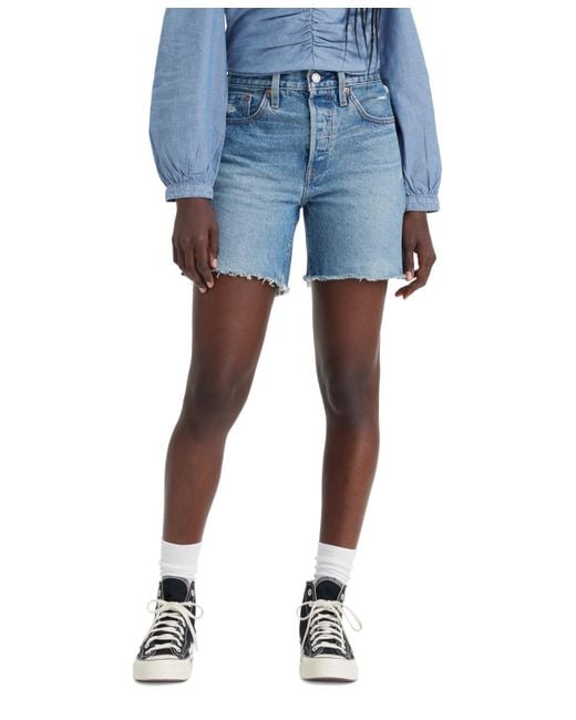 Levi's Blue 501 Mid-thigh High Rise Straight Fit Denim Shorts