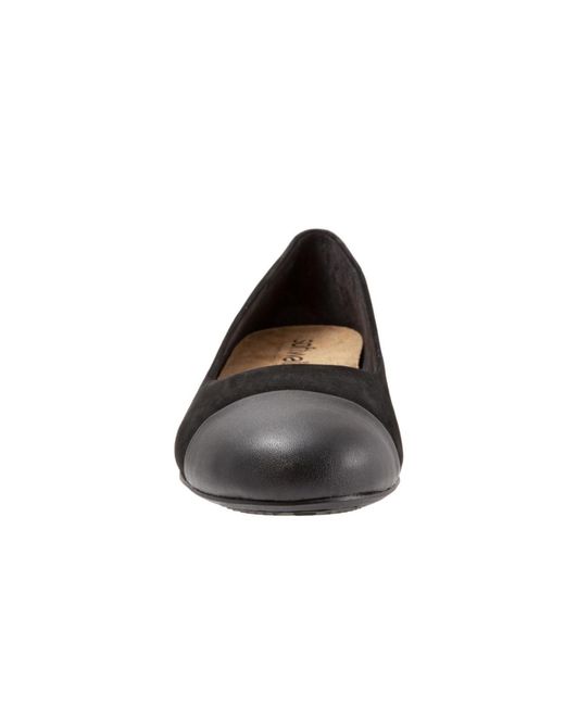 Softwalk® Black Sonoma Cap Toe Flat
