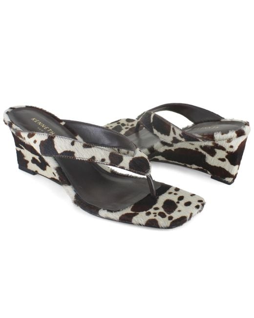 Kenneth Cole Black Susannah Wedge Thong Sandals
