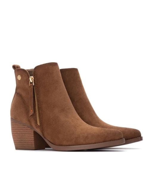 Xti Brown Italian Western Suede Booties Refresh Collection By