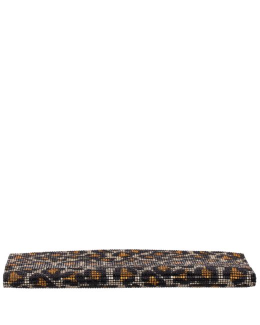 Nina Black Leopard Print All Over Crystal Envelope Clutch