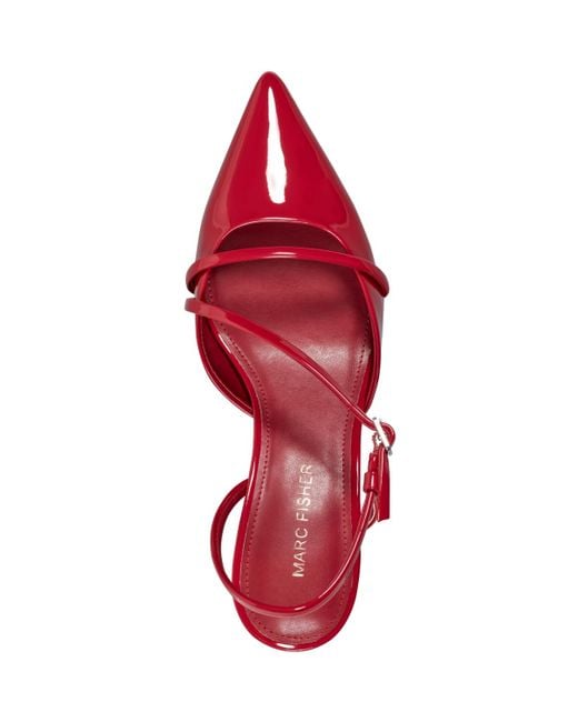 Marc Fisher Red Illie Strappy Kitten Heel Pumps