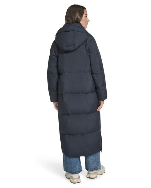 Levi's Blue Cloud Puff Hooded Extra Long Puffer Jacket