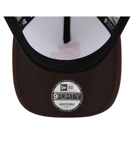 KTZ Metallic White/brown San Diego Padres Checkered Flag A-frame Trucker 9forty Adjustable Hat for men