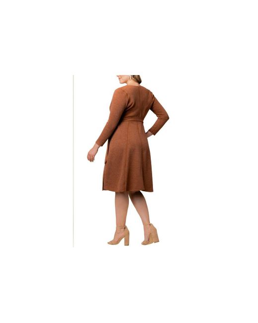 Kiyonna Black Plus Size London Sweater Knit Wrap Dress
