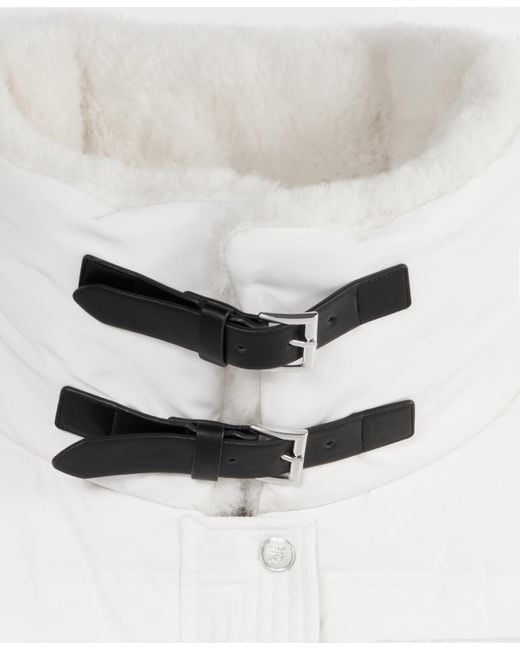 DKNY Blue Faux-fur-collar Zip-front Puffer Coat