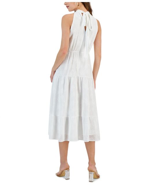 Sam Edelman White High-neck Tie-back Midi Dress