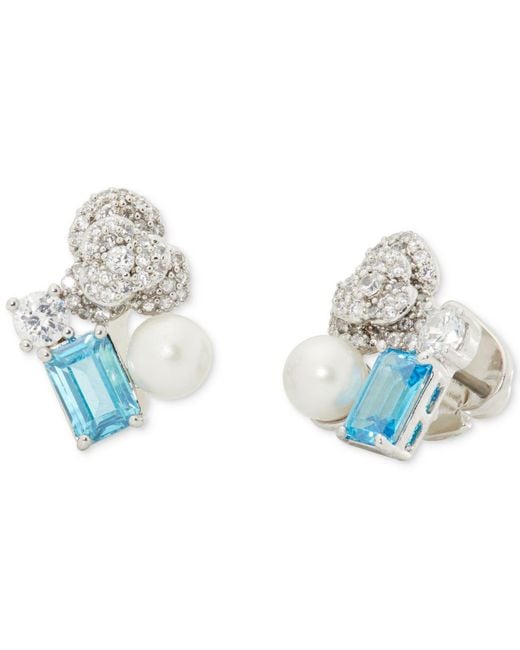 Kate Spade Silvertone Cubic Zirconia & Imitation Pearl Cluster Stud