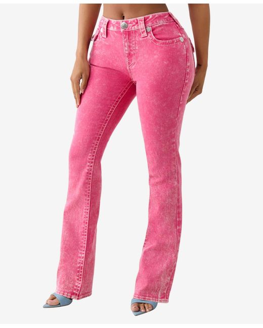 True Religion Pink Becca Big T Bootcut Flap Jeans