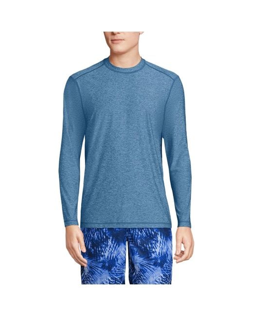 Lands' End Blue Tall Long Sleeve Upf 50 Swim Tee Rash Guard for men