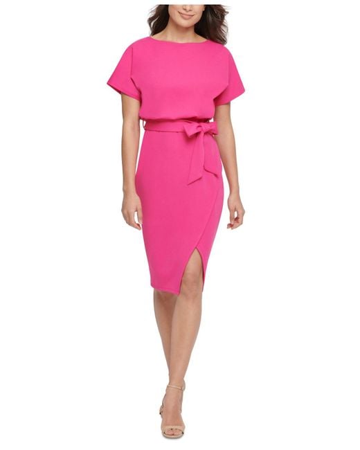 Kensie Pink Blouson Wrap Dress