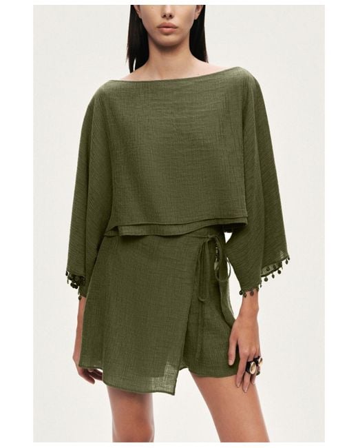 Nocturne Green Wrap Mini Skirt