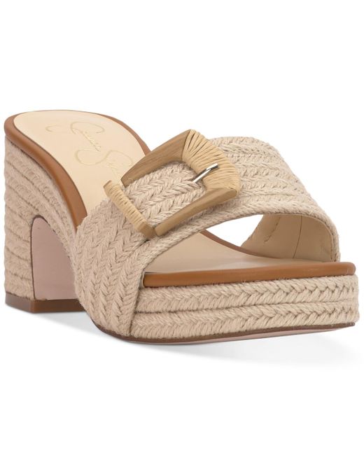 Jessica Simpson Natural Peccio Buckled Platform Block-heel Slide Sandals