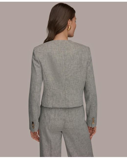 Donna Karan Gray Button-front Cropped Jacket