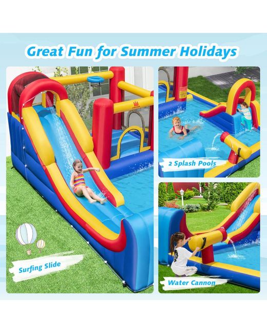 Gymax Blue Inflatable Water Slide Giant Kids Water Park