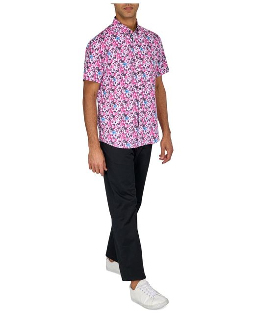 Society of Threads Regular-fit Non-iron Performance Stretch Blurred Floral Button-down Shirt for men