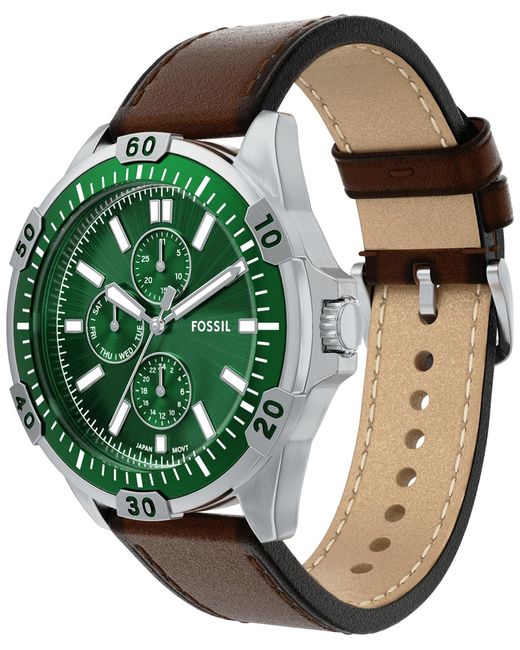 Fossil Green Garrett Multifunction Leather Watch