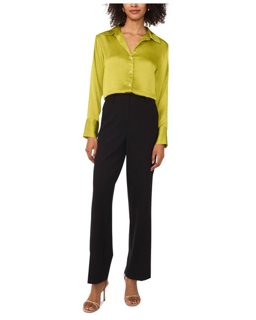 Vince Camuto Yellow Split-neck Button Long-sleeve Blouse