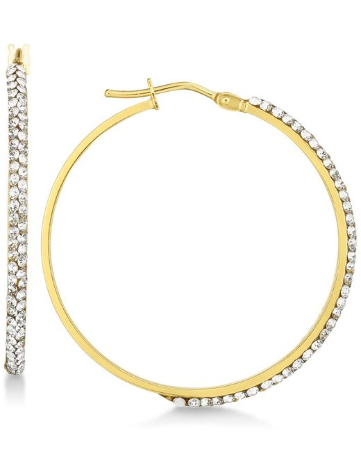 Lyst Macy S Swarovski Crystal Hoop Earrings In 14k Gold White Macy S Metallic Swarovski Crystal Hoop Earrings In 14k Gold White
