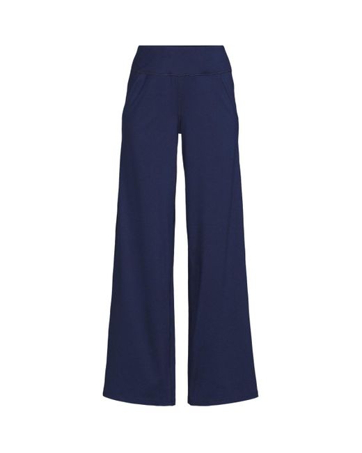 Lands' End Blue Petite Active Hi Impact High Rise Wide Leg Pants