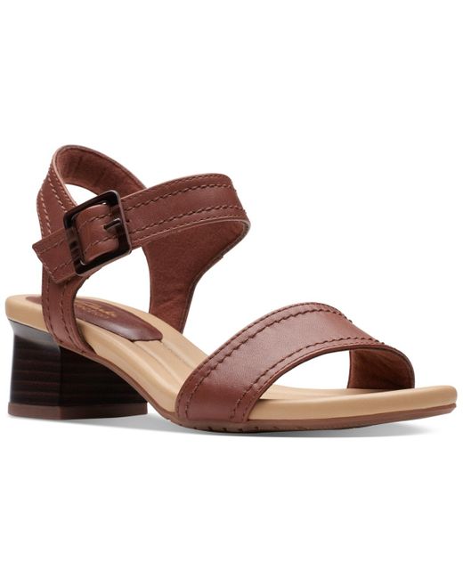 Clarks Desirae Coast Anklestrap Sandals in Brown Lyst