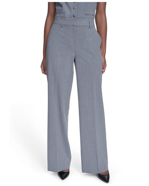 Calvin Klein Blue Pinstripe Mid-rise Pants