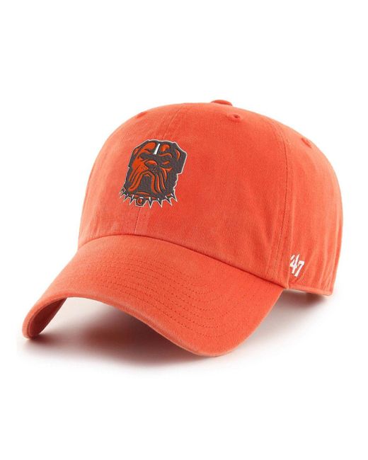 Men's '47 Orange Cleveland Browns Dawg Logo Clean Up Adjustable Hat