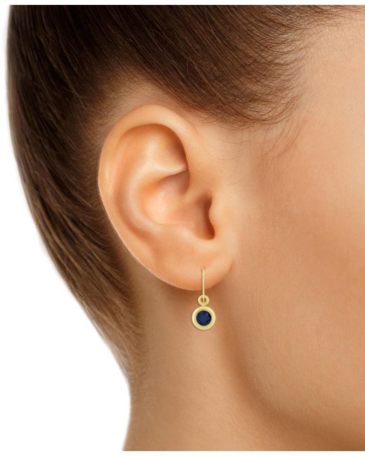 Macy's Blue Sapphire Bezel Fish Hook Drop Earrings (3/4 Ct. T.w.