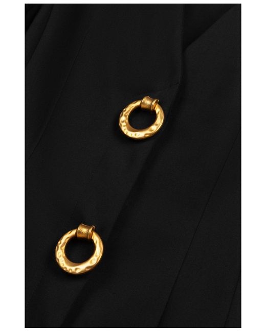 Nocturne Black Ring Button Wrap Front Jacket