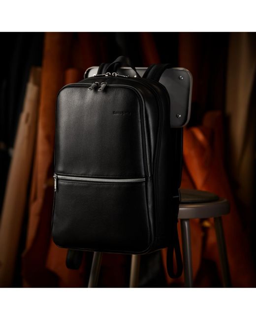 Samsonite Black Classic Leather Slim Backpack