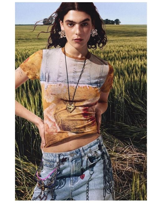 Desigual Blue Patchwork T-shirt